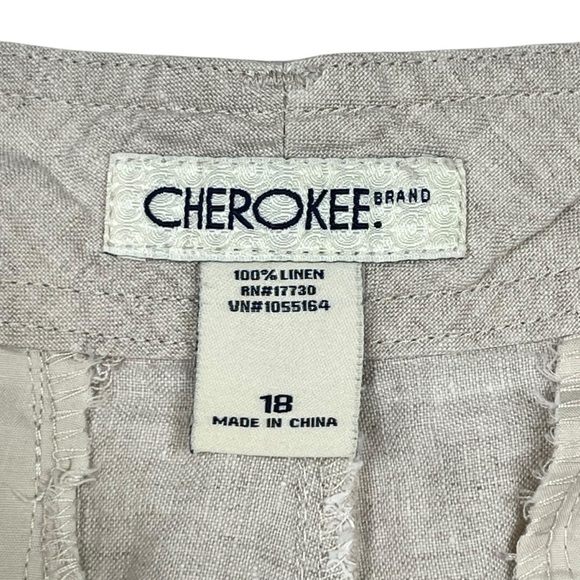 Cherokee Khaki 100% Linen Cropped Pants Lightweight & Versatile Size 18 - Picture 8 of 12